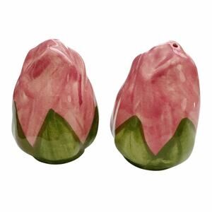 Vintage Franciscan Desert Rose Pink and Green Salt Pepper Shakers